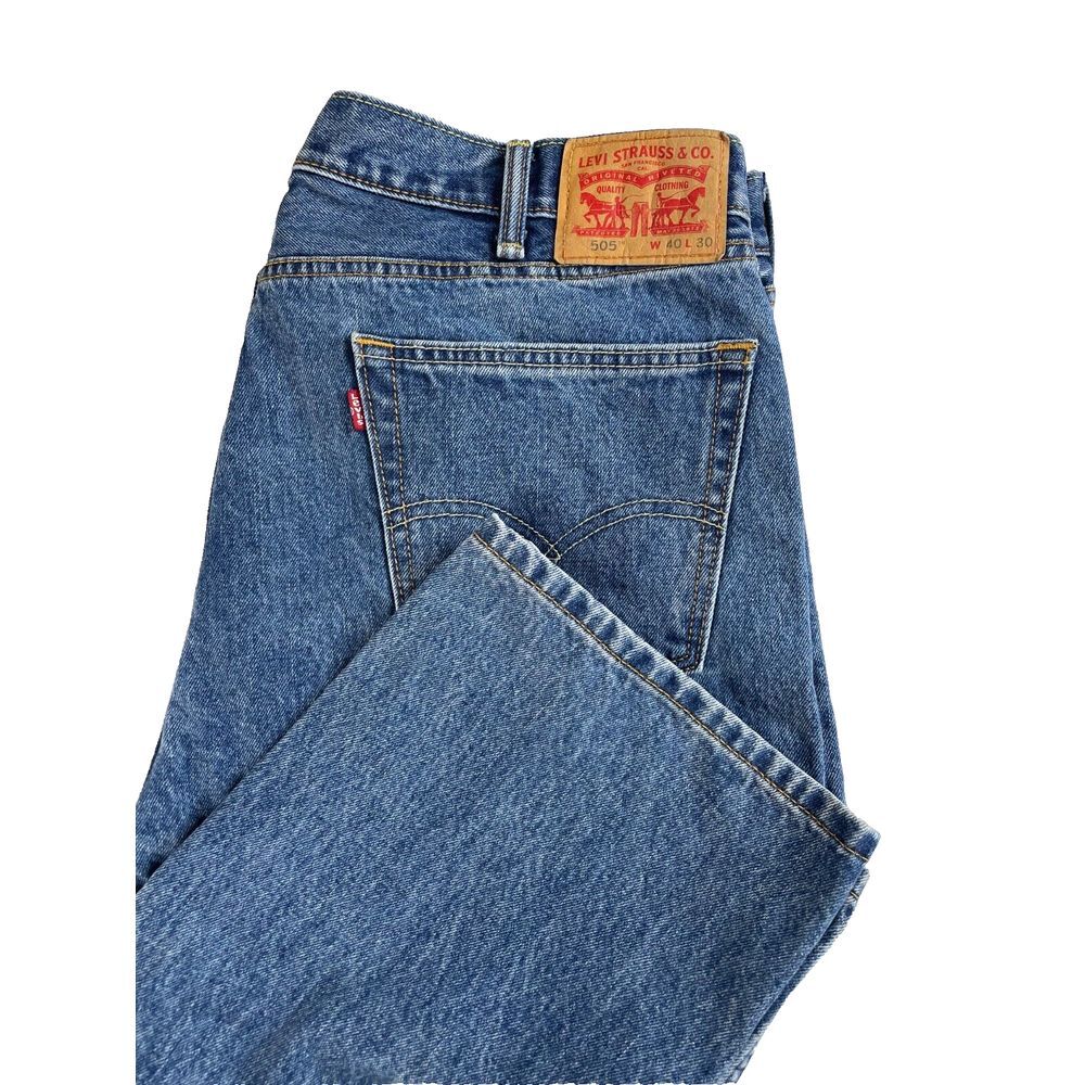 Levi's 505 Jeans 40x30 Men's Blue Regular Fit Straight Leg Cotton Denim Med Wash